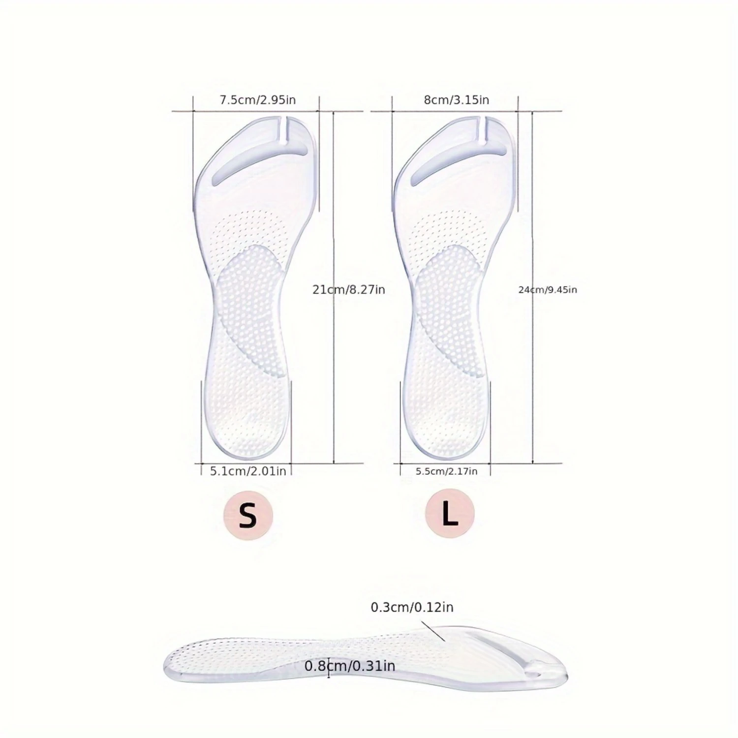 2pairs Gel Arch Support Cushion Insoles, Adhesive Silicone Flip Flop Thong Inserts, Slim Inserts, Anti-Slip Shock Absorption In