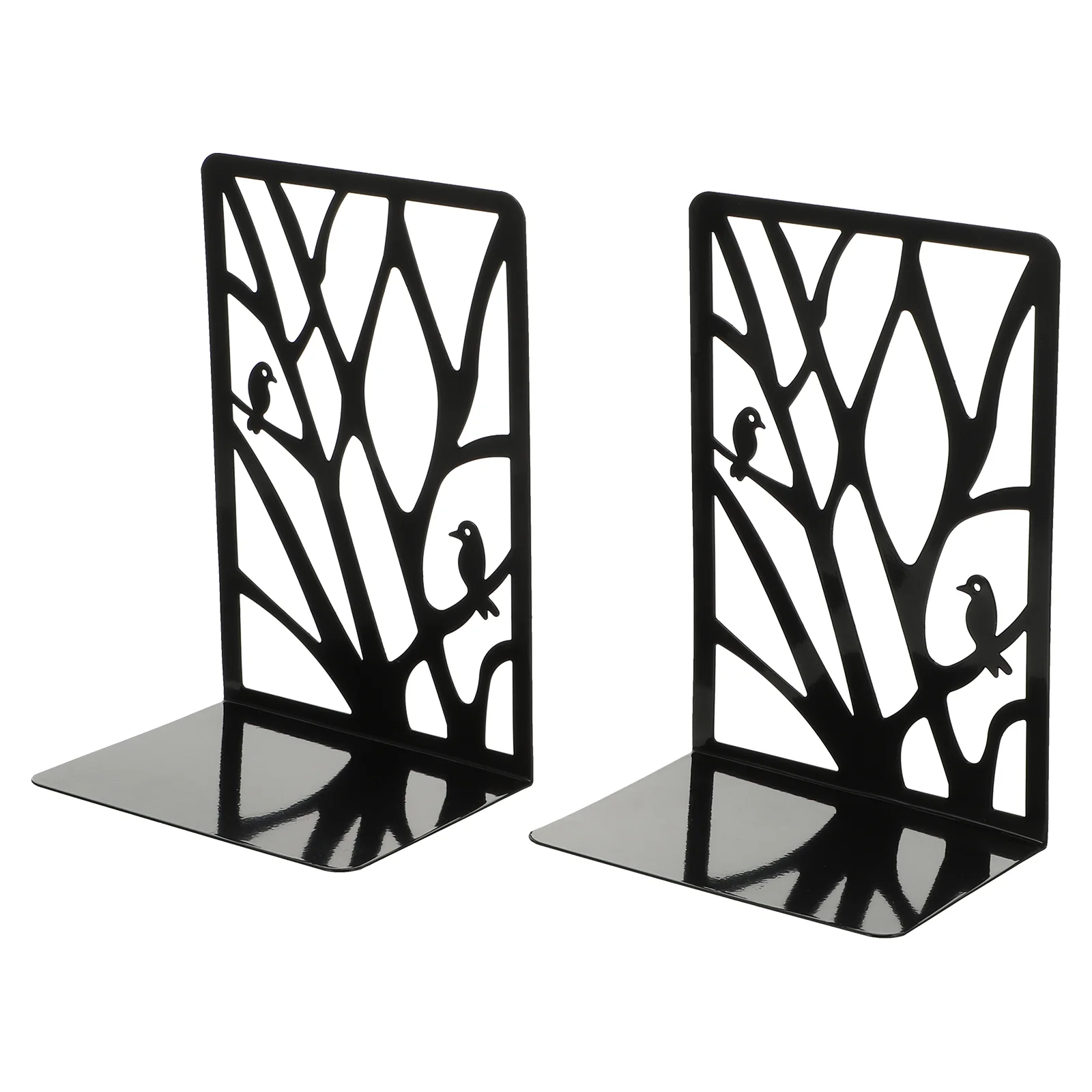

2pcs Metal Bookend Decorative Book Shelf Desktop Book Organizer for Home Office Tabletop Decoration Ornament Black