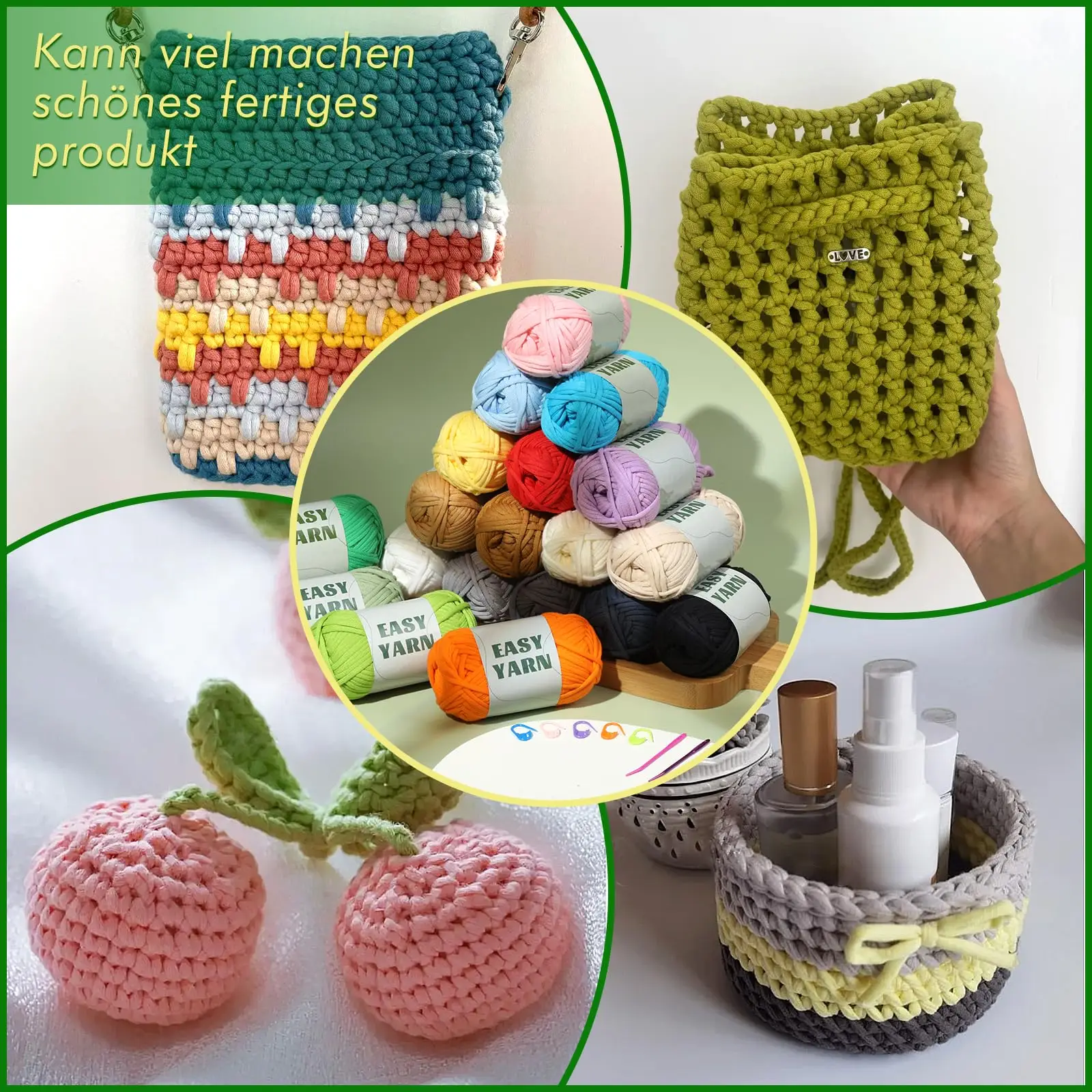 Fenrry 4/12PCS Yarn Crochet and Knitting Yarn for Beginners Coarse Thick Cotton/Nylon Blended Yarn with Crochet Accessories 5