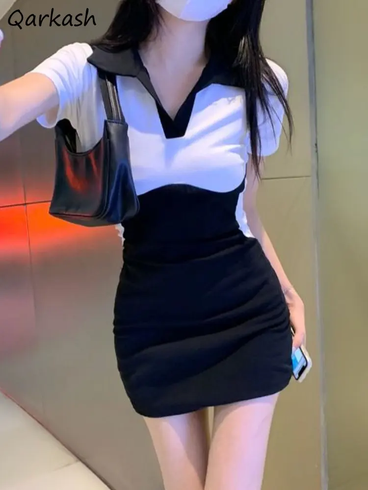 

Sporty Mini Dress Women Patchwork Bodycon Hotsweet Summer Fashion Streetwear Party Simple Female Aesthetic Casual Vintage Daily