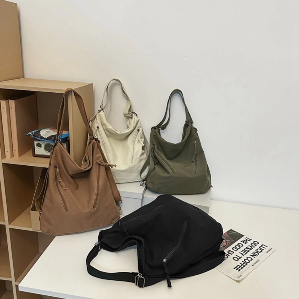 Women's Backpack Multi-purpose Bag Large Capacity Pure Color Design Versatile Commuter Crossbody Bag Trendyy Canvas Bag Сумка - 5