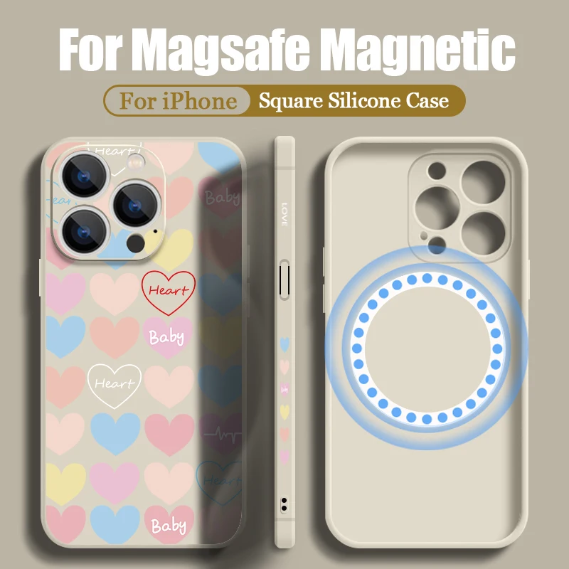 Magnetic Love Heart Case with Built-in Metal Plate and Lanyard