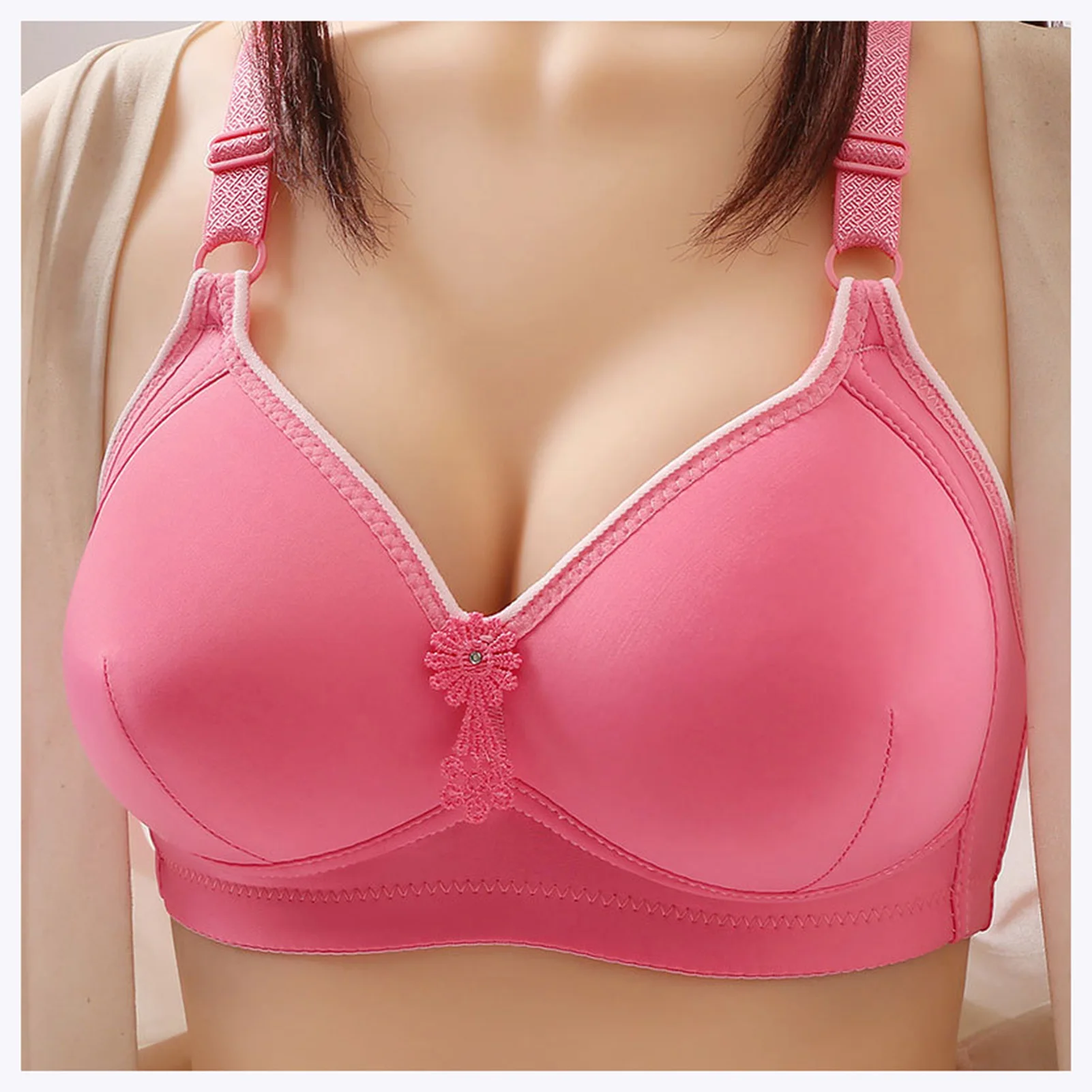 

Women's Wireless Adjustable Bra Wirefree Chest Gather Sexy Bra Exercise and Offers Back Support