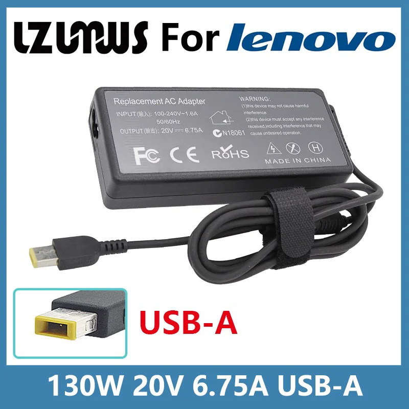 

LZUMWS 20V 6.75A 135W USB Laptop Charger AC Adapter For Lenovo T440p Y50-70 R720 Y700 T540p P51 P52 S5 ADL135NLC3A Power Supply