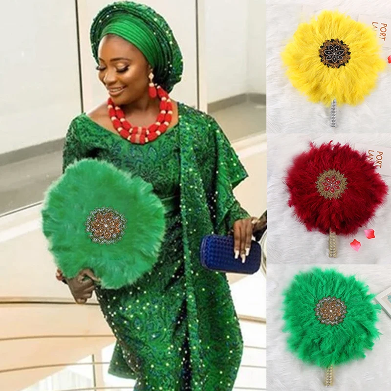 Hand Fan Feather African Turke Bridal For Dance Wedding Party Decoration