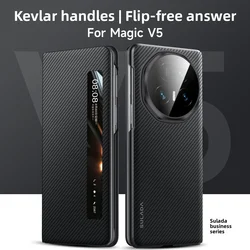 Custodia flip protettiva in fibra di carbonio premium con finestra video e design anti-fall.