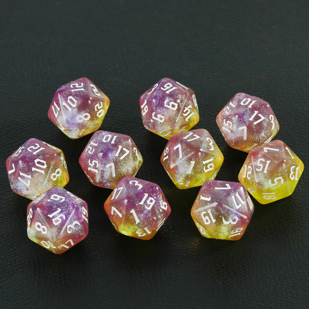 Game Dice 20 Sided Mixed Colours Polyhedral Dice D20 Amazing Glitter Dice for RPG DND Math Teaching Playing Tabletop Games