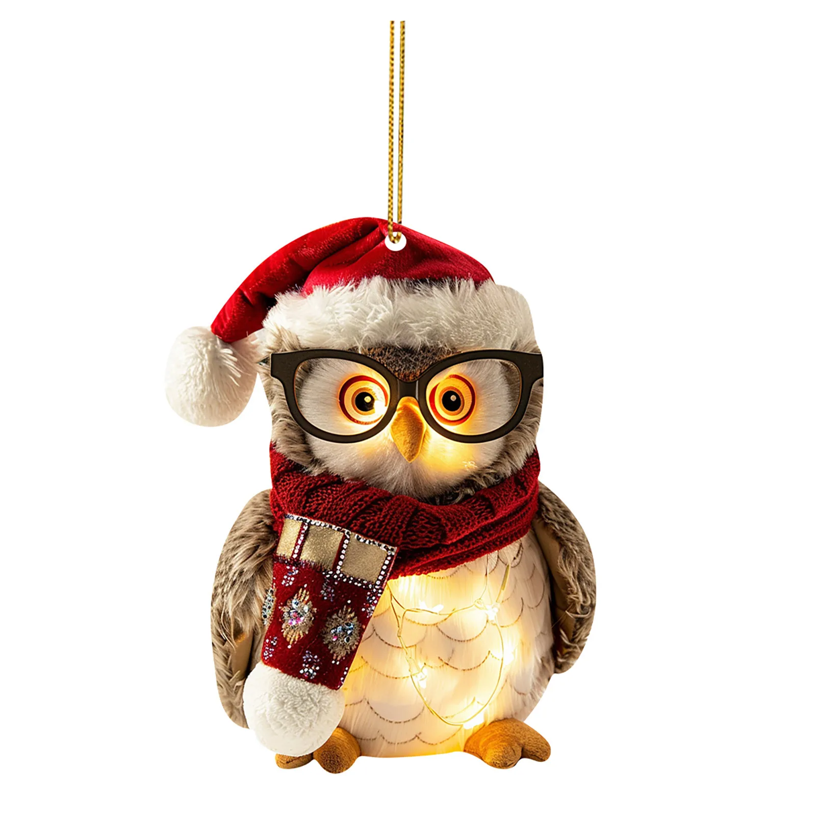 Christmas Hanging Owl Flat Christmas Tree Hanging Decoration Keychain Pendant Fresh Garland Xmas Gifts