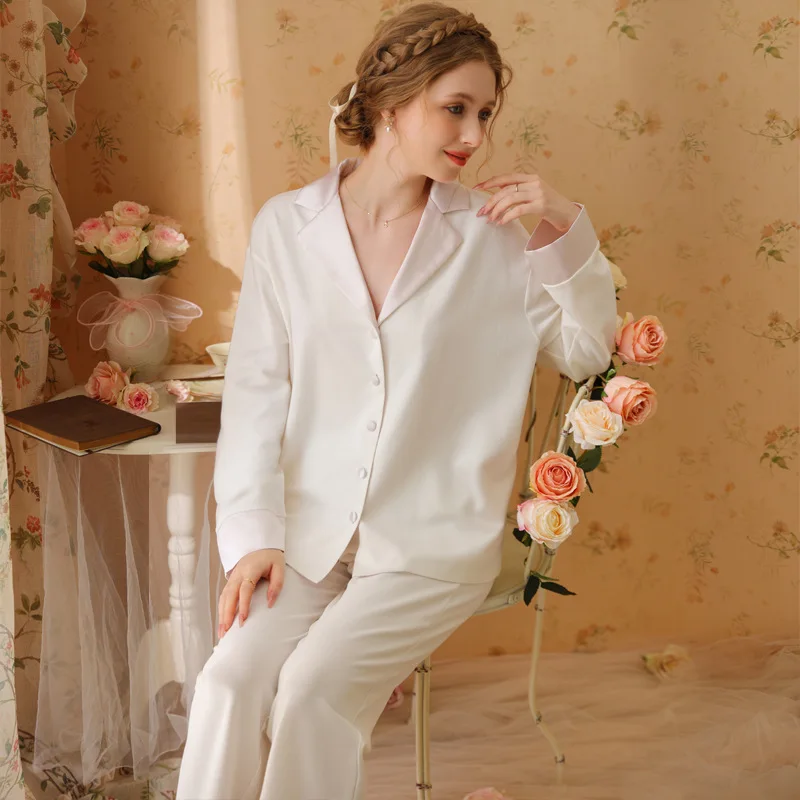 2023 New Arrival Girls' Long Sleeve Pajama Set, Autumn Winter Cotton High-end Pants Sweet Princess Style Home Wear Two-Piece Set