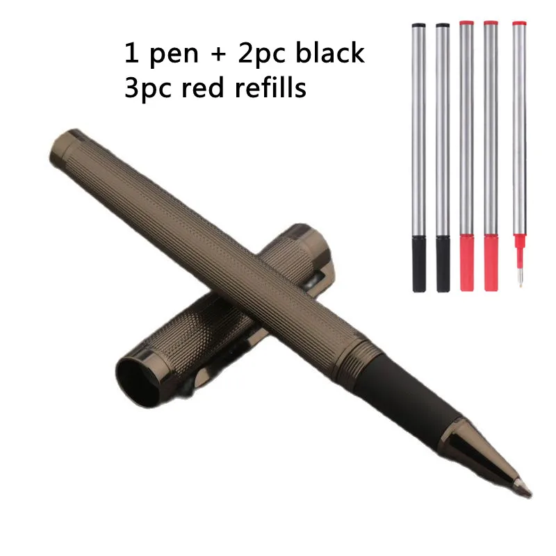 1pc-rollerball-pen-5pc-refills-set-ink-pen-bullet-tip-0-5mm-gun-grey