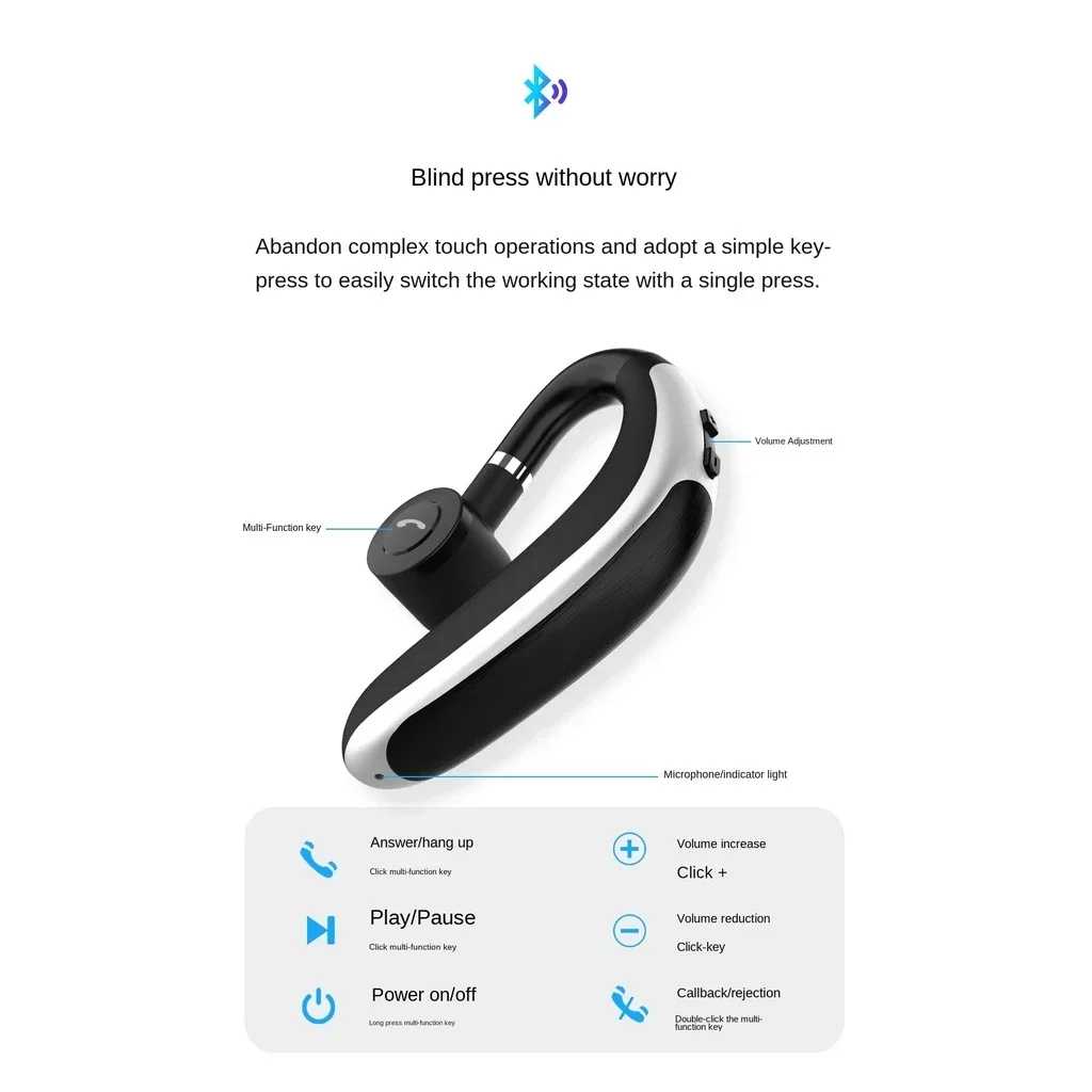 Wireless Bluetooth Headset for iPhone Samsung Phones