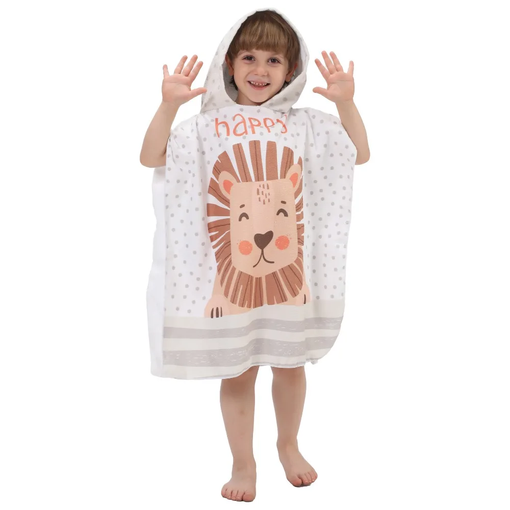 Children's Bath Beach Towel Poncho with Hood Boys Girls Lion King