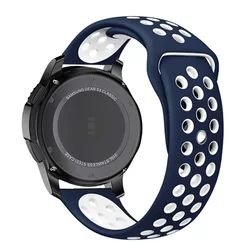 Premium 22mm Silicone Sport Strap - 22mm (Midnight blue white)