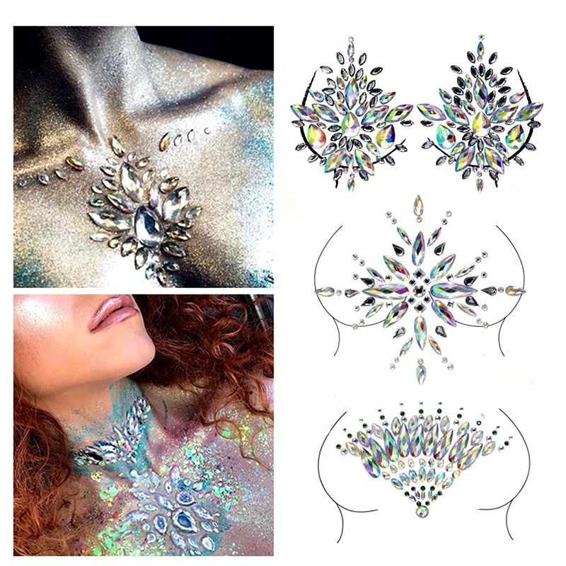 

Bra Pad Stickers Nipple Cover Crystal Bra Stickers Adhesive Diamond Beads Breast Pasties Shiny Tattoo Sticker Bra Accessories