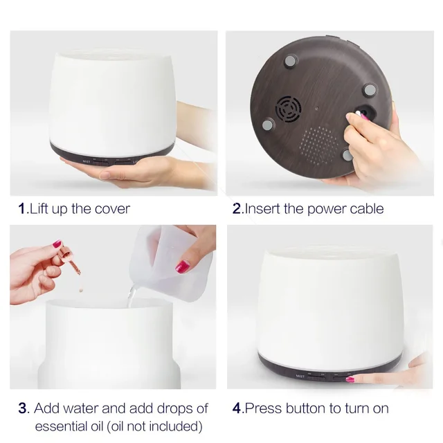 500ML Aromatherapy Oil Diffuser, Auto Shut Off (When Water Runs Out) Essential Oil Aroma Diffuser Humidifier for Home Office 5