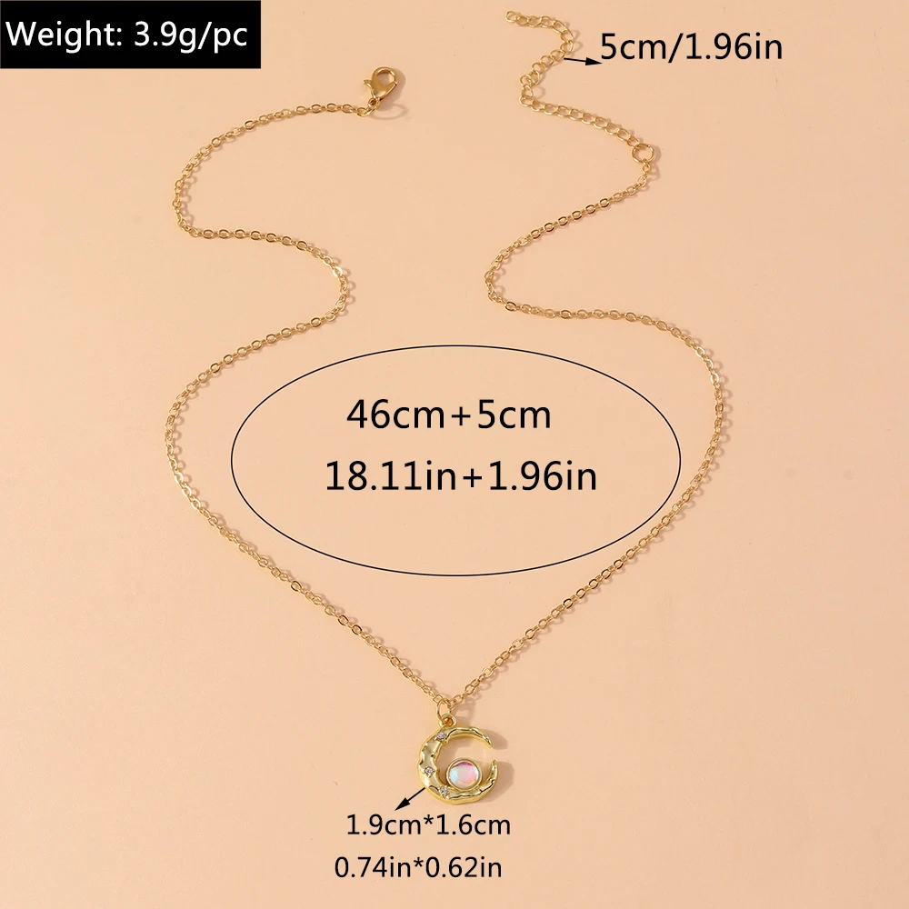 Aihua Mode Frauen Kristall Zirkon Cresent Mond Anhänger Halskette für Mädchen Partei Schmuck Einfache Ins Schlüsselbein Kette Halskette – Detail 18