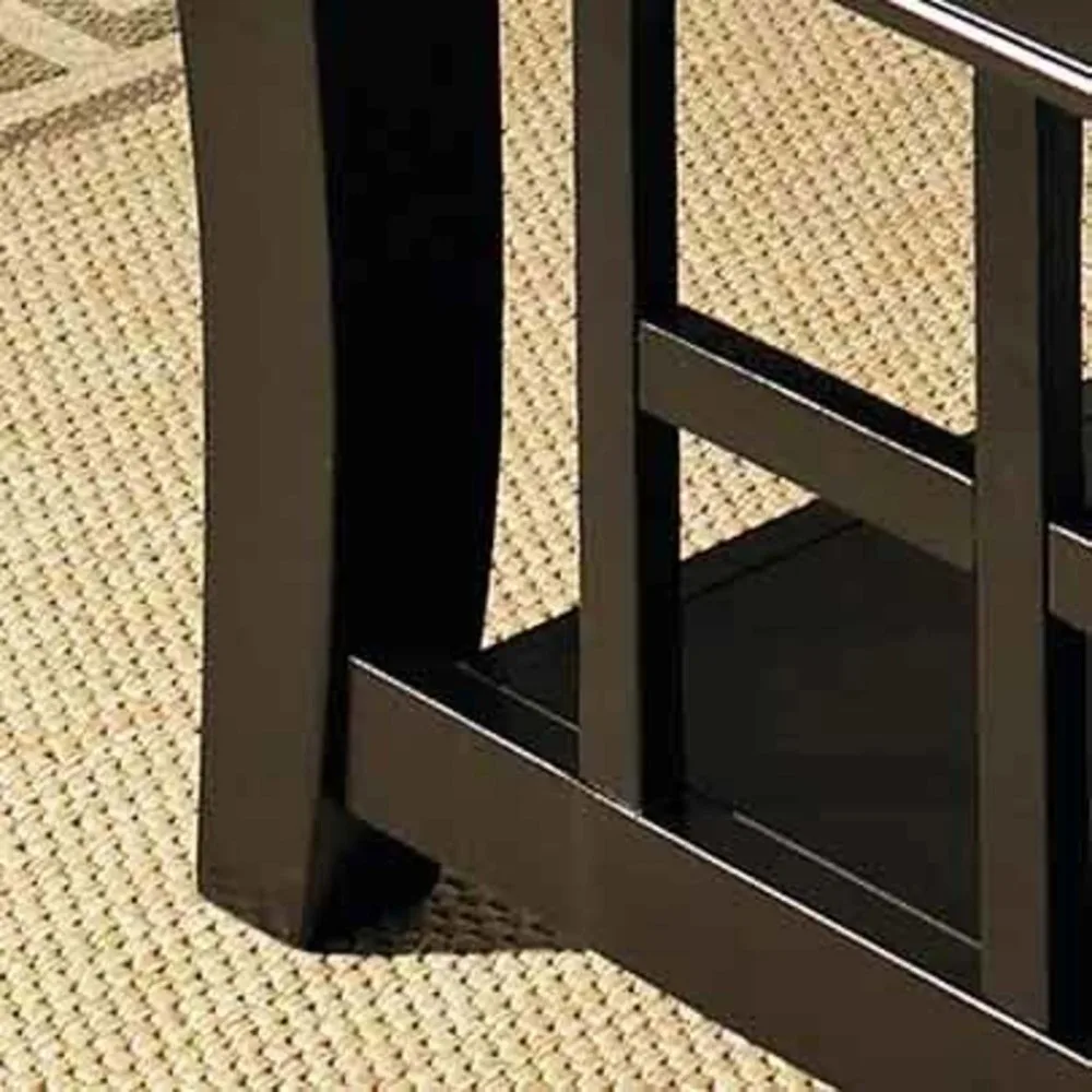 Cassidy Indoor Traditional with Storage and Shelf Rectangle Coffee Table, Black 4