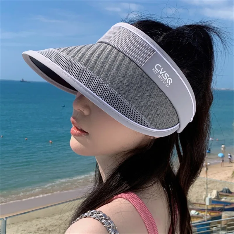 Summer New Sunshade - Korean Style, Fashion Empty Top hat, Anti-UV, Outdoor Large Brim, Face-Covering, Sun,Sunscreen_voghion.com