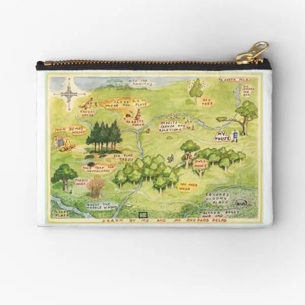 

Hundred Acre Woods Map Zipper Pouches Money Coin Men Small Socks Women Panties Bag Underwear Cosmetic Wallet Pocket Pure