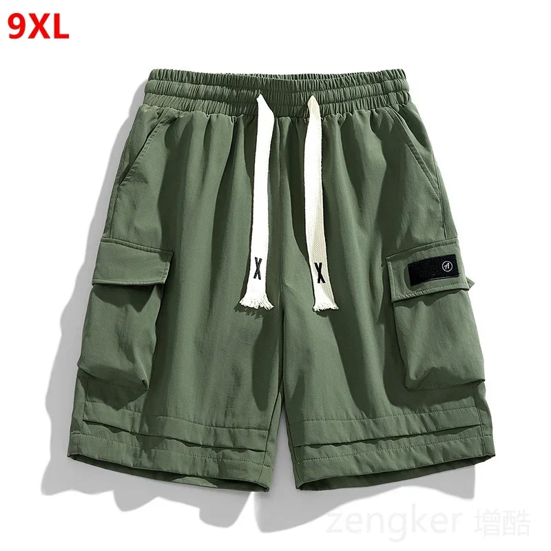 여름 멀티 포켓 대형 느슨한 통기성 반바지 9XL 8XL 멀티 포켓 캐주얼 스트레이트 청소년 유행 스포츠 반바지 남성용