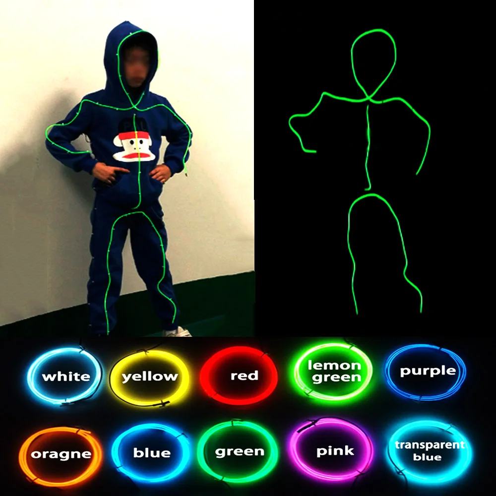 Cosplay Matchstick Men Costumes DIY Glowing Costumes Material Electronic  Light Dance Costume EL Wire Material Set - AliExpress, image size:1000x1000