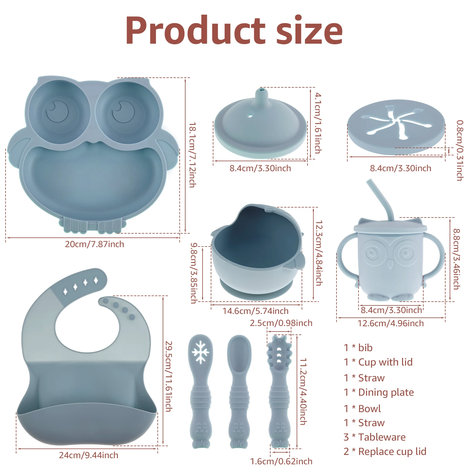 11/5pcs Baby Dining Plate Silicone Tableware Set Toddler Feeding Divided Dinner Tray for Infant Weaning Baby Saliva Dripping Bib