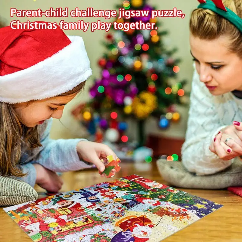 

Christmas Jigsaw Puzzle 200Pcs Montessori Jigsaw Games Children Educational Toy For Christmas Gift Parent Child Interactive Game