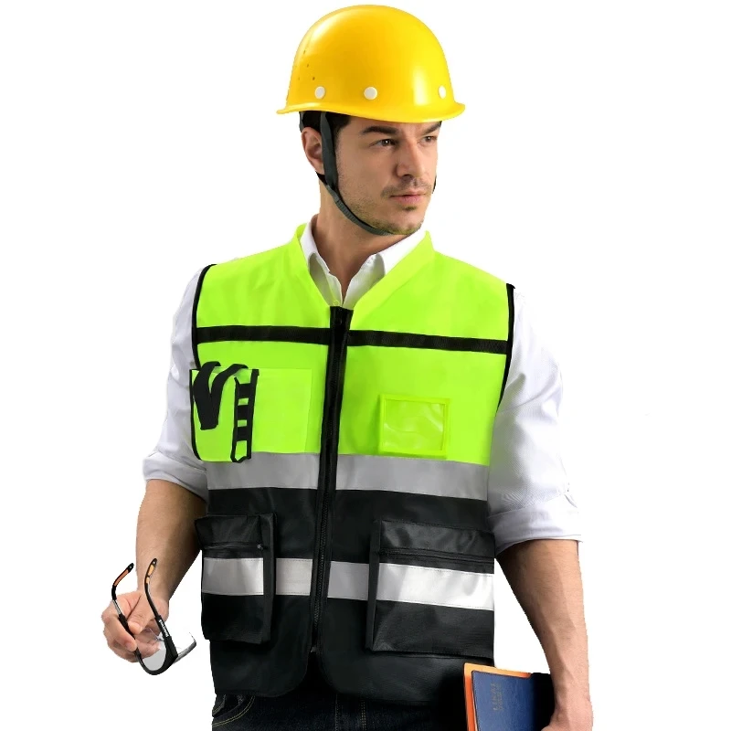 Reflective Vest Safety Vest High Visibility Vest Safety Vests with Pockets and Zipper Construction Working Clothes High Visibility Security Clothing