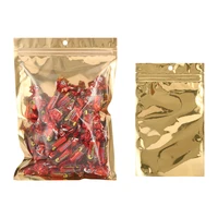 100pcs One Side Transparent Gold Aluminum Foil Zip Lock Bags - Food Grade Zipper Reusable Plastic Pouches Christmas Gift Package 1