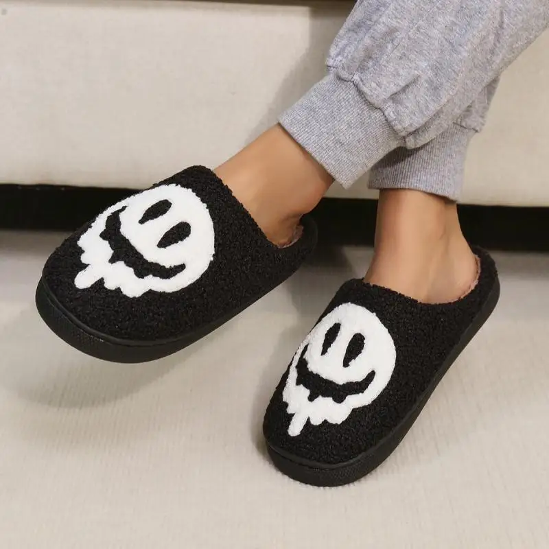 Halloween Funny Casual Fluffy Slippers Women House Flats Cute Cartoon Designer Winter Shoes Girls Fashion Footwear Large Size 5