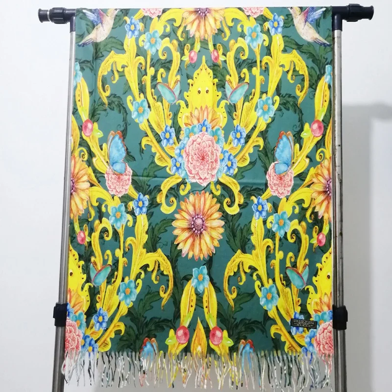 Van Gogh-Inspired Cashmere Wool Scarf - Coffee House Print Winter Wrap
