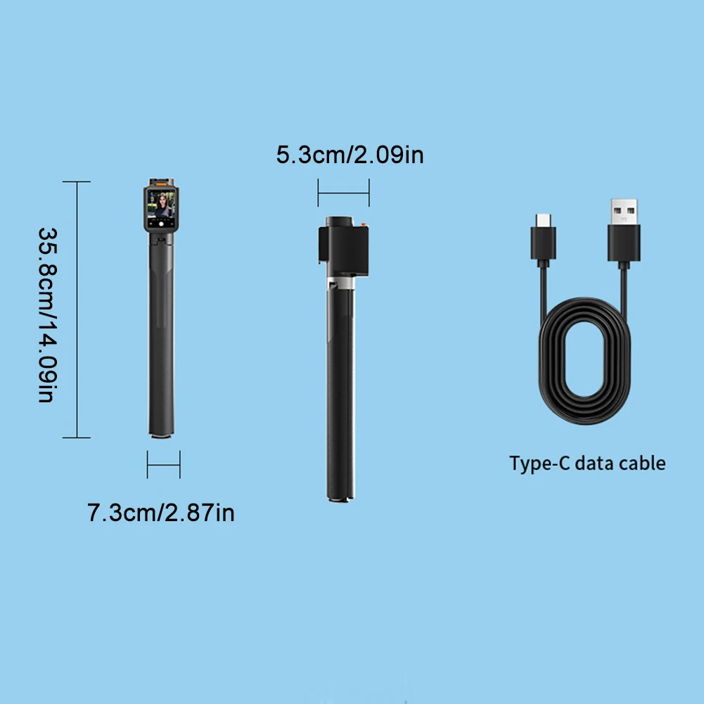 휴대용 셀카봉 BT 5.2 핸드헬드 RC 셀카봉 USB-C 충전식 휴대폰 거치대 라이브 방송 사진 촬영 여행용