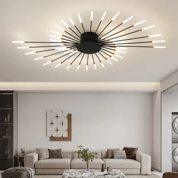 Modern LED Ceiling Light for Living Room Lamp Bedroom Ceiling Chandeliers AC 90-260V Gold Black Home Decoration Light Fixture 6