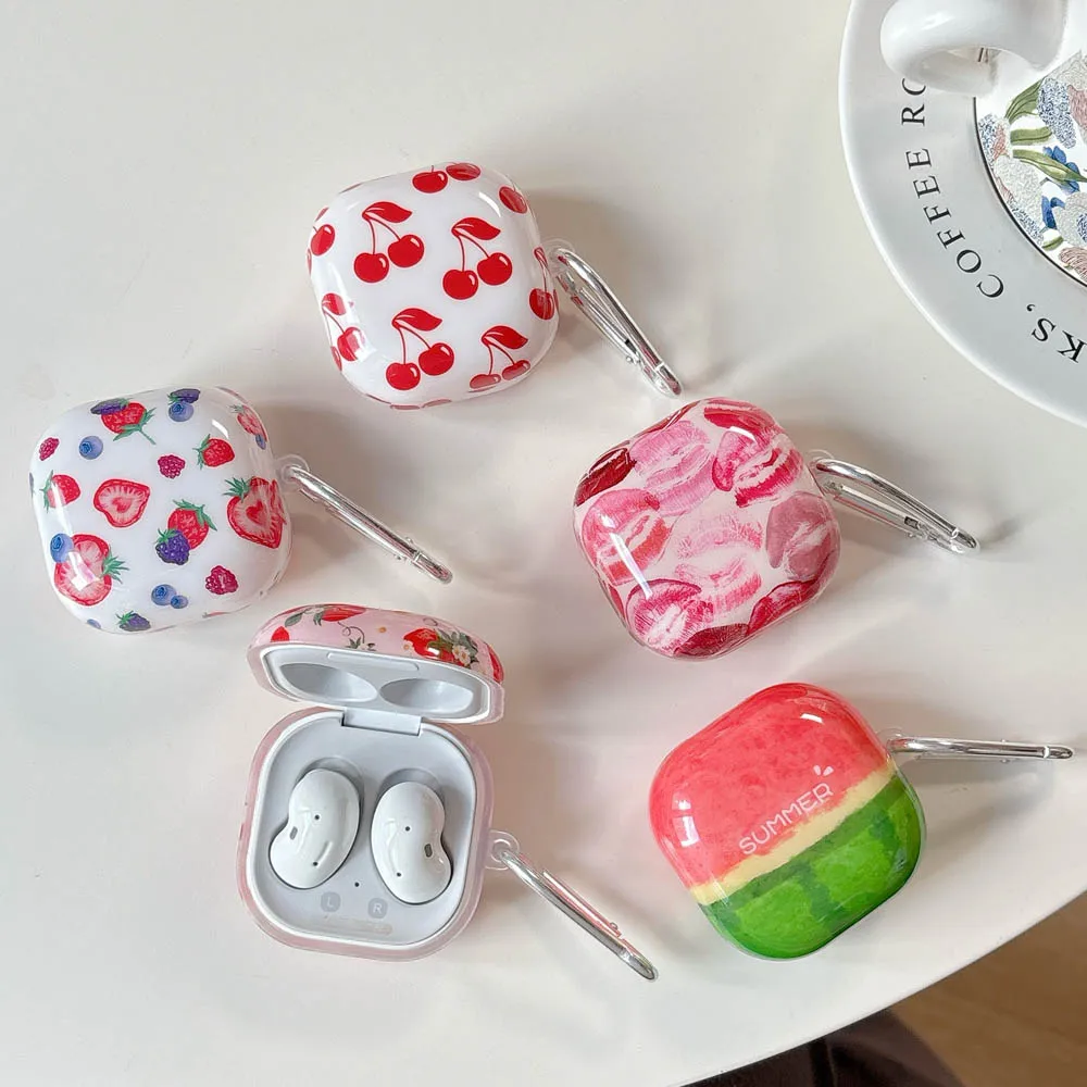 Fruit Cherry Lips Soft Cover Case with Hook for Wireless Bluetooth Earphones