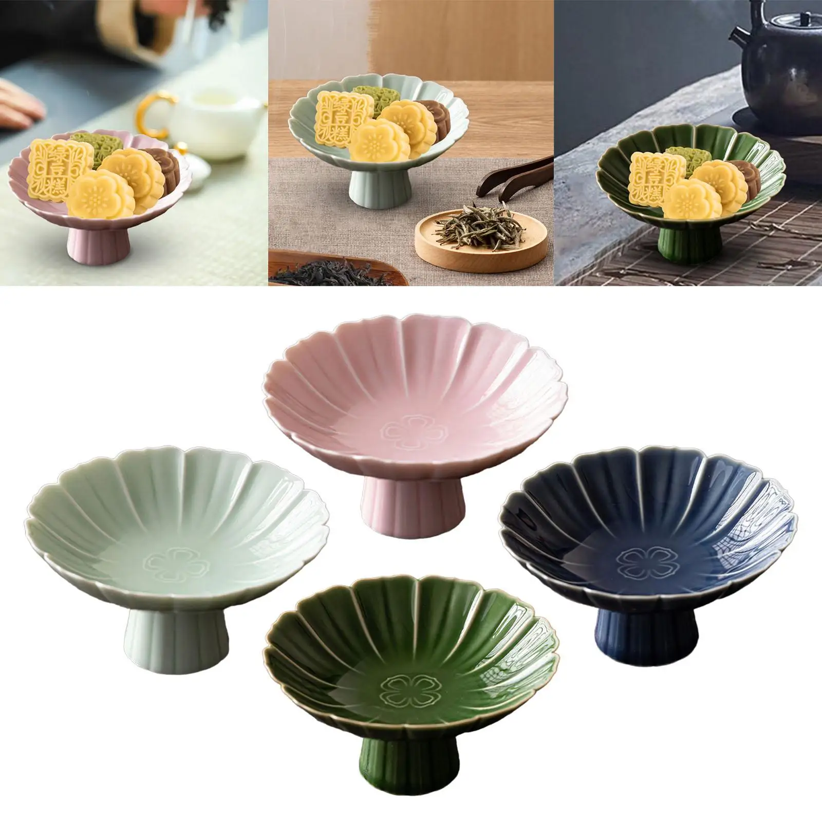 Ceramic Footed Bowl Dessert Display Stand for Kitchen Counter Pedestal Bowl Decorative for Living Room Farmhouse Home Decor