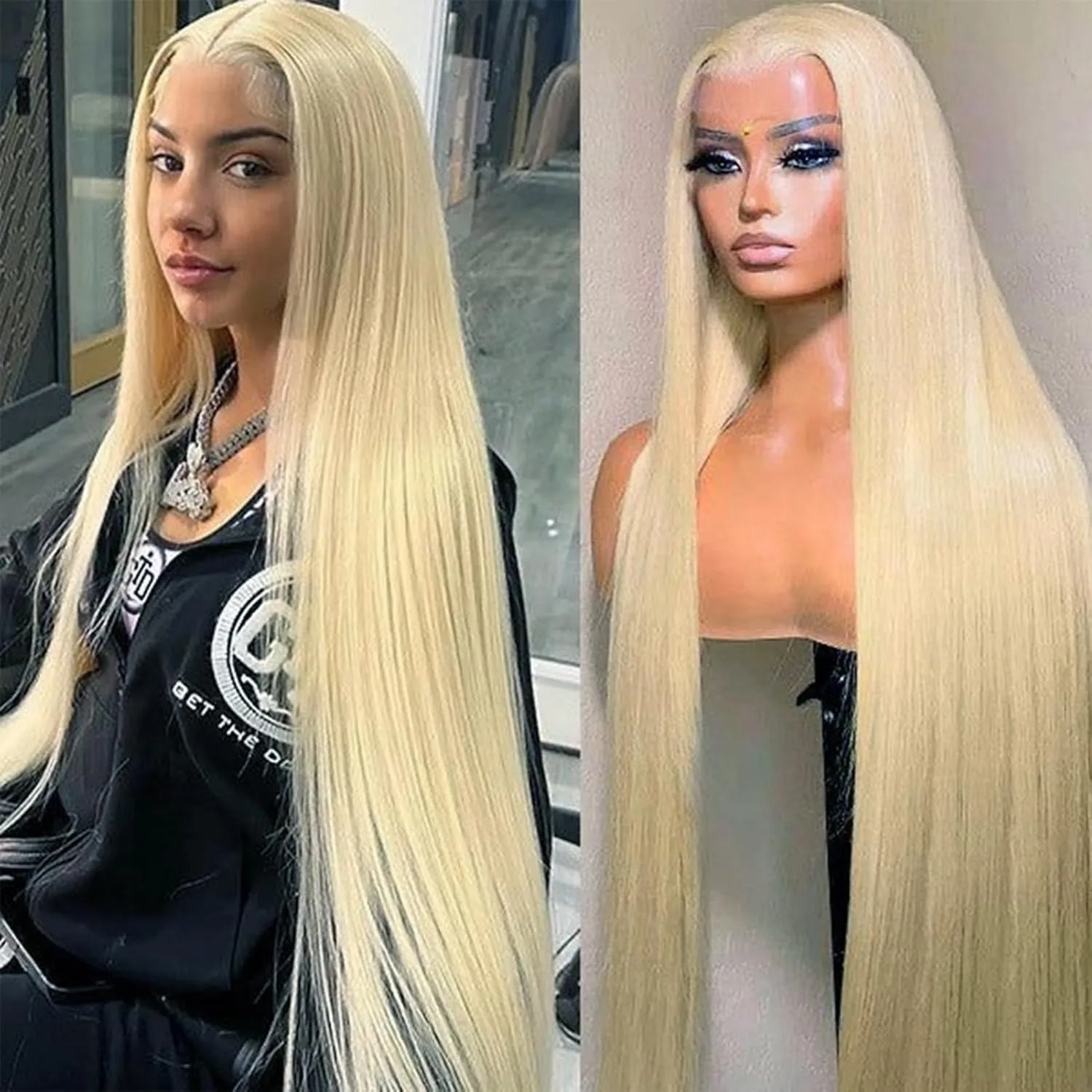 34 Inch 13x4 Blonde 613 Color Human Hair Wigs Straight Lace Frontal Wig 13X4 Brazilian Wig For Black Women 2