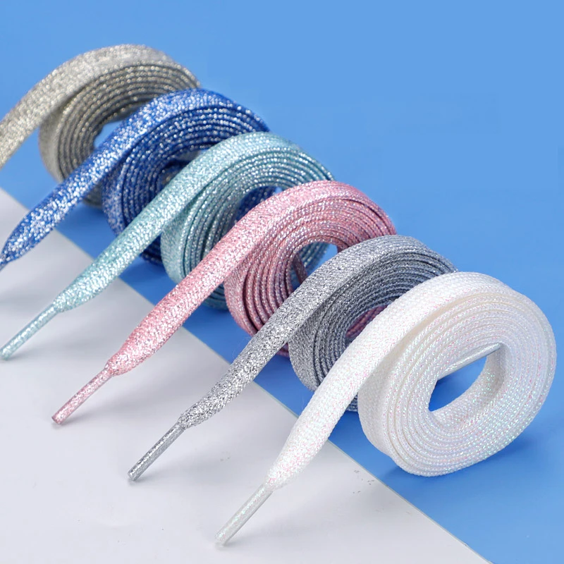 Amropi Glitter Flat Shoe Laces - 6mm Width, 70-300cm Length Options For Sneakers & Boots (Gold/Silver) - View #11