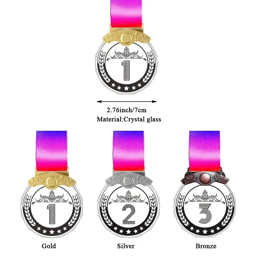 Hight Clear Crystal Glass Medals 1st 2nd 3rd WINNER MVP Blank Award Plaque with Gift Box Packagin 1pcs Free Design and Make