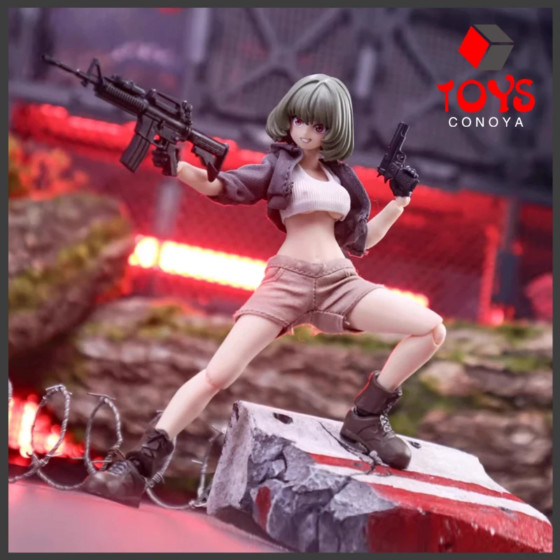 

Manatee Industry 1/12 Anime Girl Ellie Action Figrue with 3 Replaceable Face Limited Edition 6'' Female Soldier Figurine Model