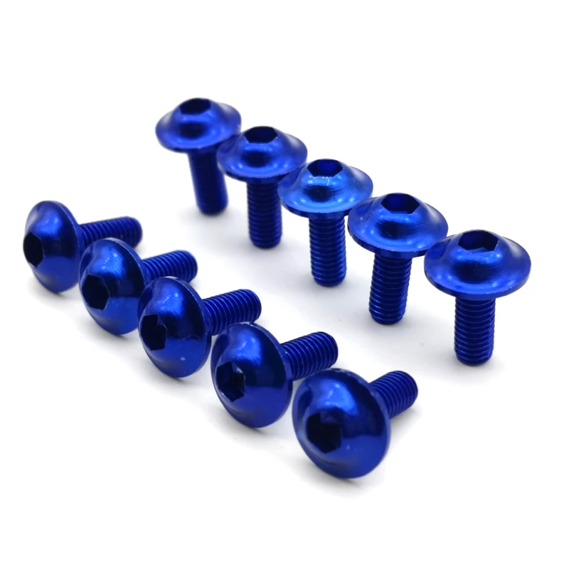 

10pcs Motorcycle Bolts Screw M6 x 20mm Aluminum adornment Bolts Blue Anodised 25mm Bolts Red Screws M6 Cap Head