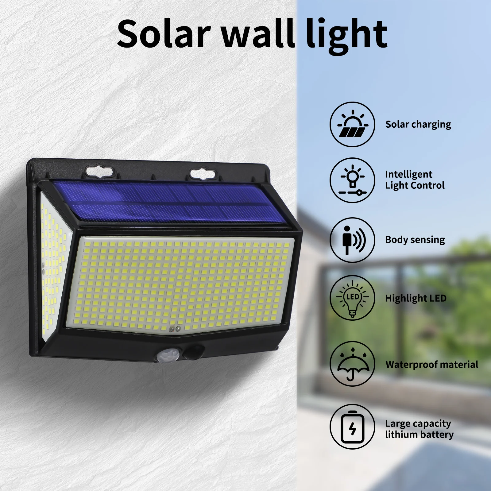 

Solar Lamp Outdoor Courtyard Landscape Wall Human Body Induction 468led Lighting Home Road Fence Motion Lights Sensor Abs Tiki