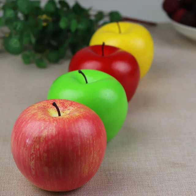 8cm Simulation Fruit Apple Plastic Fake Red Green Yellow Apples Photo Props Fruit Home Artificial Varietal Shop Model Decoration