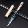 1-Piece Transparent Piston Fountain Pen EF Nib Metal Clip Large Capacity Ink Pens School Office Writing Stationery 2