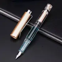 1-Piece Transparent Piston Fountain Pen EF Nib Metal Clip Large Capacity Ink Pens School Office Writing Stationery 2