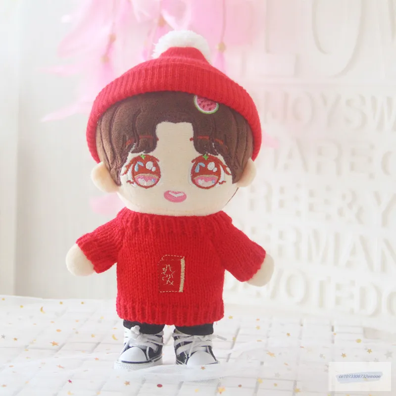 

20cm Doll Baby Clothes Cute pants suit Knitted Sweater Plush Hat Doll Body-Shape Children's Gifts Korea Kpop EXO Doll Plush Toy
