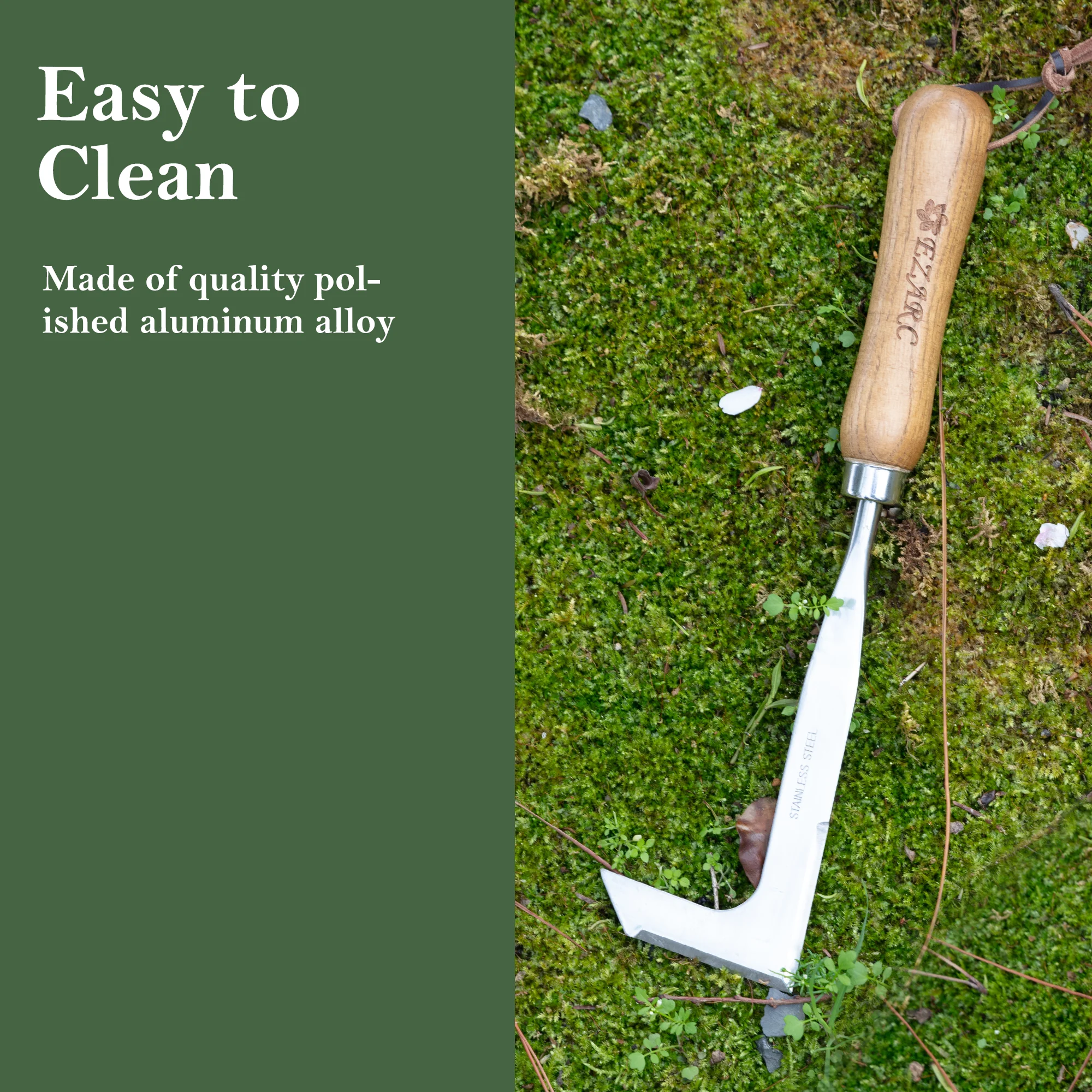 EZAEC Crack Weeder Crevice Weeding Tool Stainless Steel Manual Weeder Beech Handle Lawn Yard Gardening Tool 4