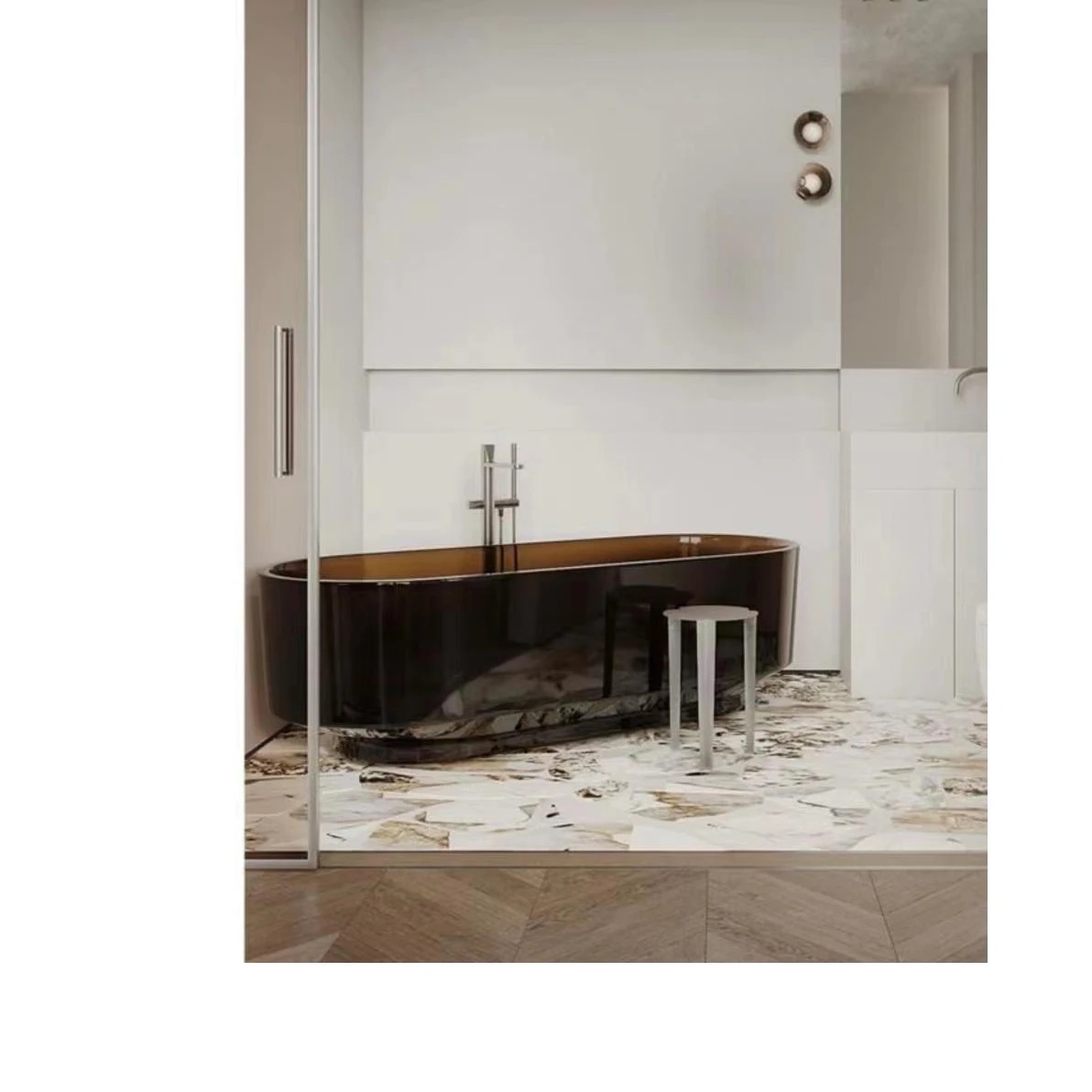 1600x700x550MM Advanced Resin Bathtub Colourful Transparent Tub 1061C