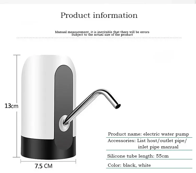 Drinking fountain water bottle pump home garden automatic switch one click kitchen dining room mini electric USB charging carboy