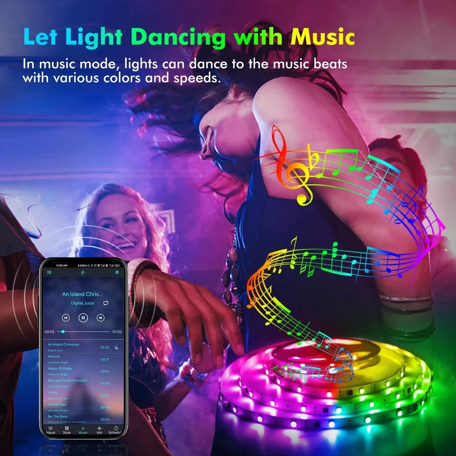 LED Strip Lights 5050 RGB Bluetooth APP Remote Control USB 5V Led Tape Diode Flexible Ribbon for Christmas Room Decor