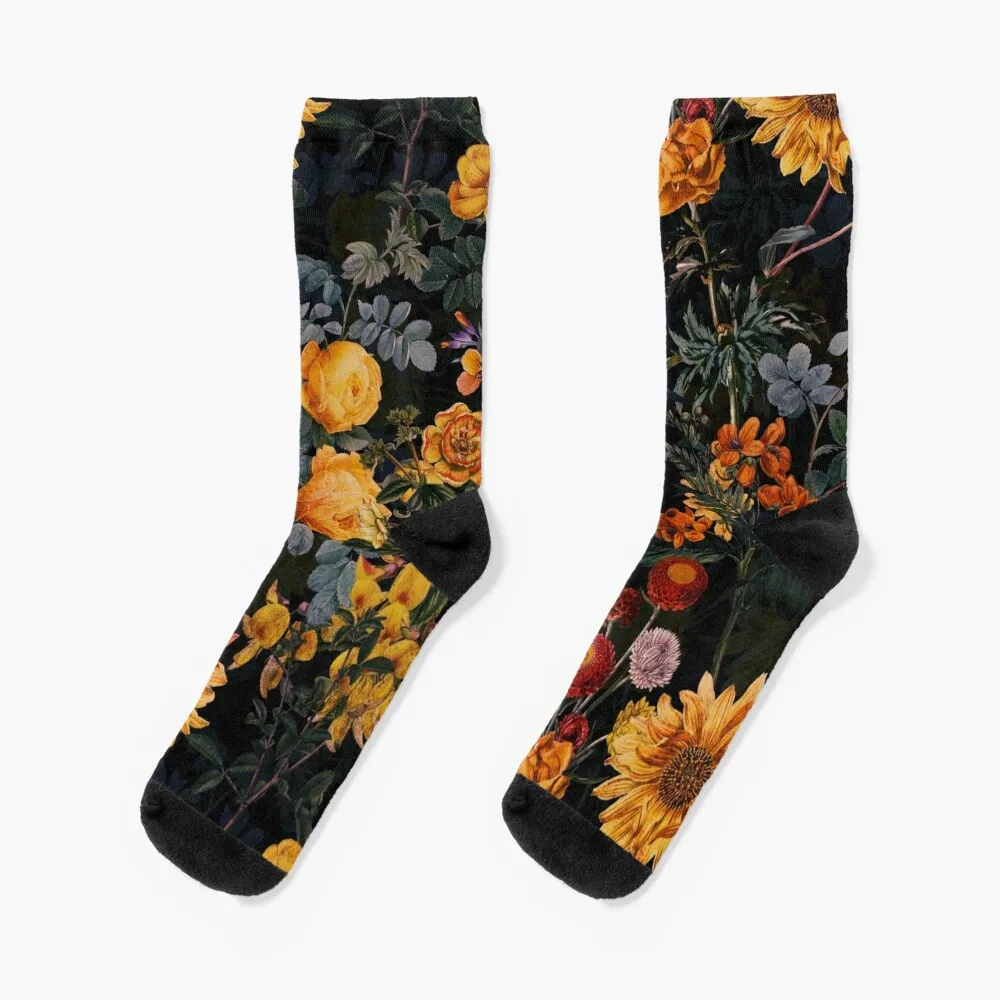 

Vintage Botanical Golden Night Garden Socks hiphop moving stockings Boy Child Socks Women's